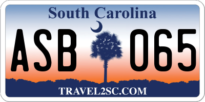 SC license plate ASB065
