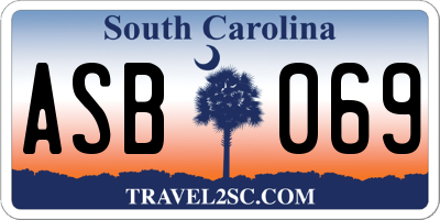 SC license plate ASB069