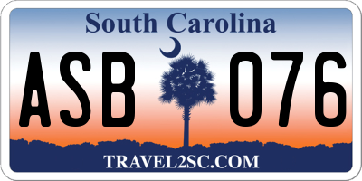 SC license plate ASB076