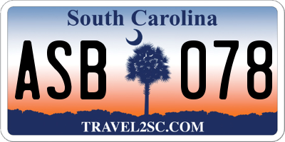 SC license plate ASB078