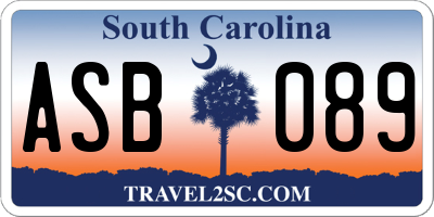 SC license plate ASB089