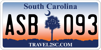 SC license plate ASB093
