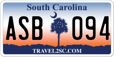 SC license plate ASB094
