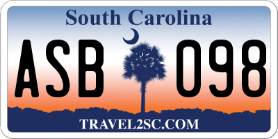 SC license plate ASB098