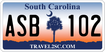 SC license plate ASB102