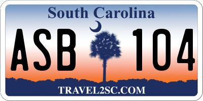 SC license plate ASB104