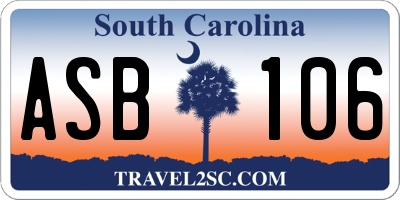 SC license plate ASB106