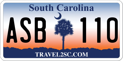 SC license plate ASB110