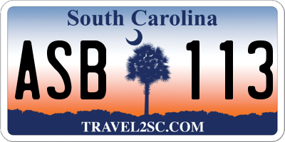 SC license plate ASB113