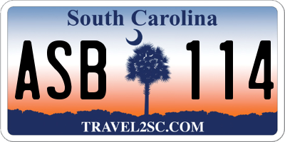 SC license plate ASB114