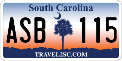 SC license plate ASB115