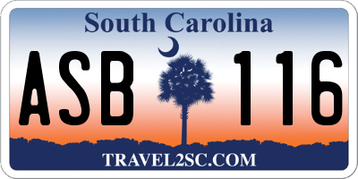 SC license plate ASB116
