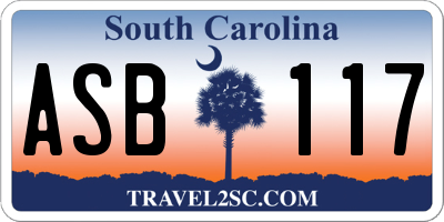SC license plate ASB117