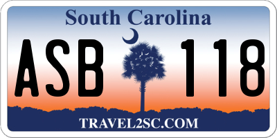 SC license plate ASB118
