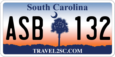 SC license plate ASB132