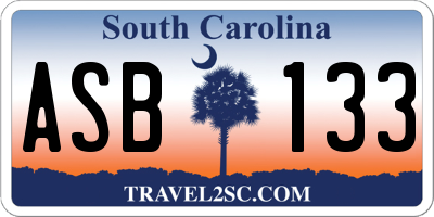 SC license plate ASB133