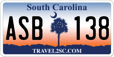 SC license plate ASB138