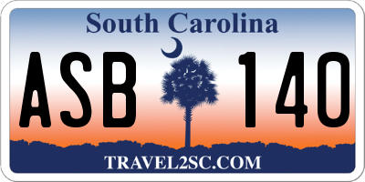 SC license plate ASB140