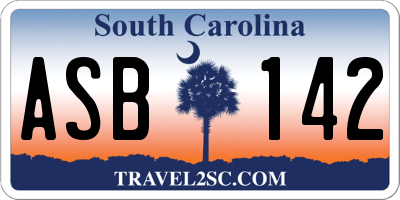 SC license plate ASB142