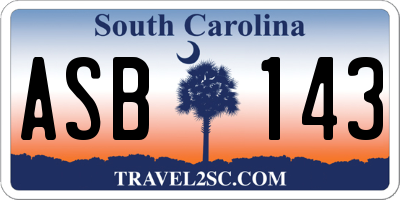 SC license plate ASB143