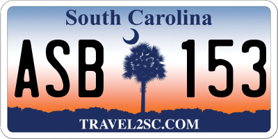 SC license plate ASB153