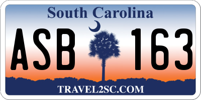 SC license plate ASB163