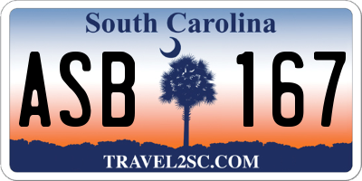 SC license plate ASB167
