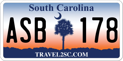 SC license plate ASB178