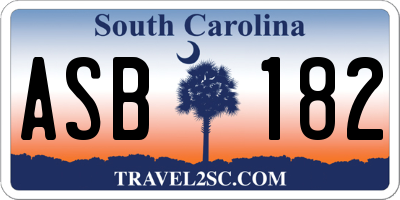SC license plate ASB182