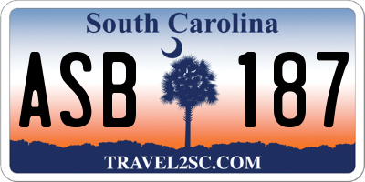 SC license plate ASB187