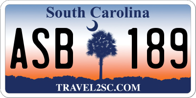 SC license plate ASB189
