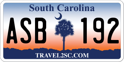 SC license plate ASB192