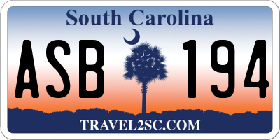 SC license plate ASB194