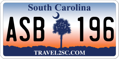 SC license plate ASB196