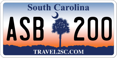 SC license plate ASB200