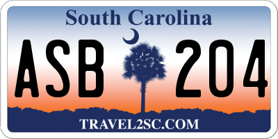SC license plate ASB204