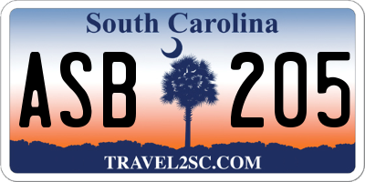 SC license plate ASB205