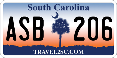 SC license plate ASB206