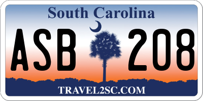 SC license plate ASB208