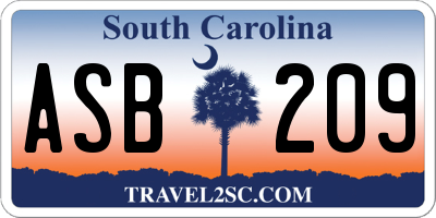 SC license plate ASB209