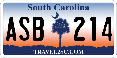 SC license plate ASB214