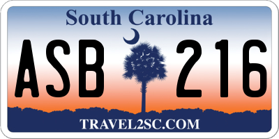 SC license plate ASB216