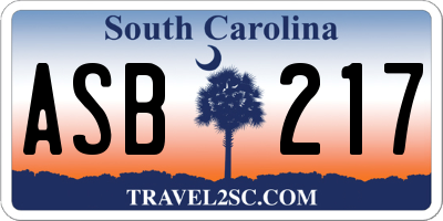 SC license plate ASB217