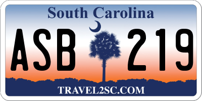 SC license plate ASB219