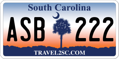 SC license plate ASB222