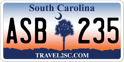 SC license plate ASB235