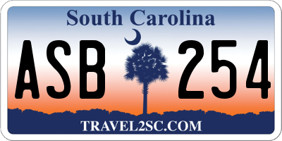 SC license plate ASB254