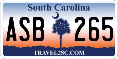 SC license plate ASB265
