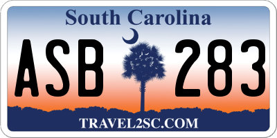 SC license plate ASB283