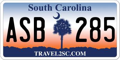 SC license plate ASB285